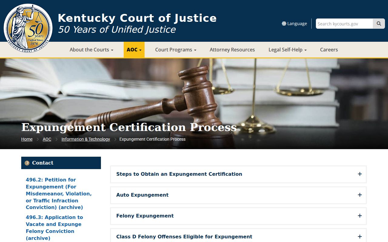 Simpson County criminal record expungement process in Kentucky