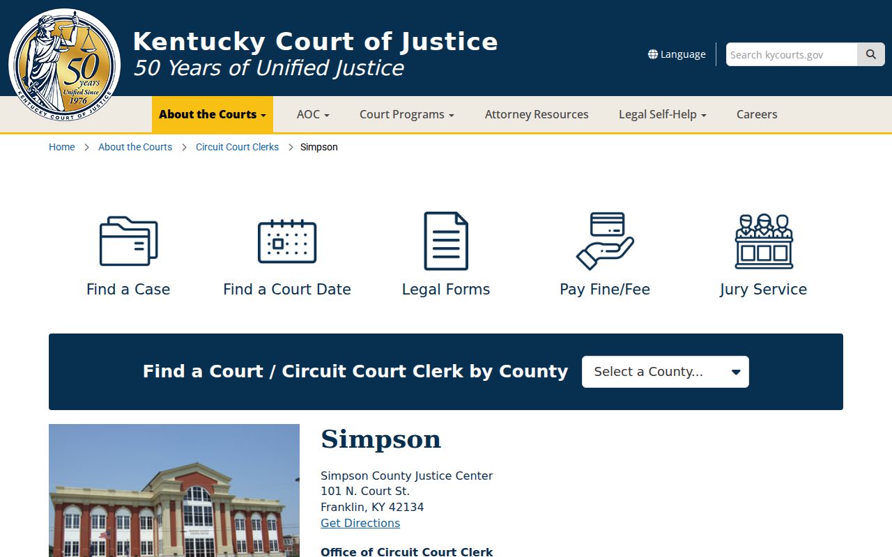 Simpson County criminal court records at the Justice Center